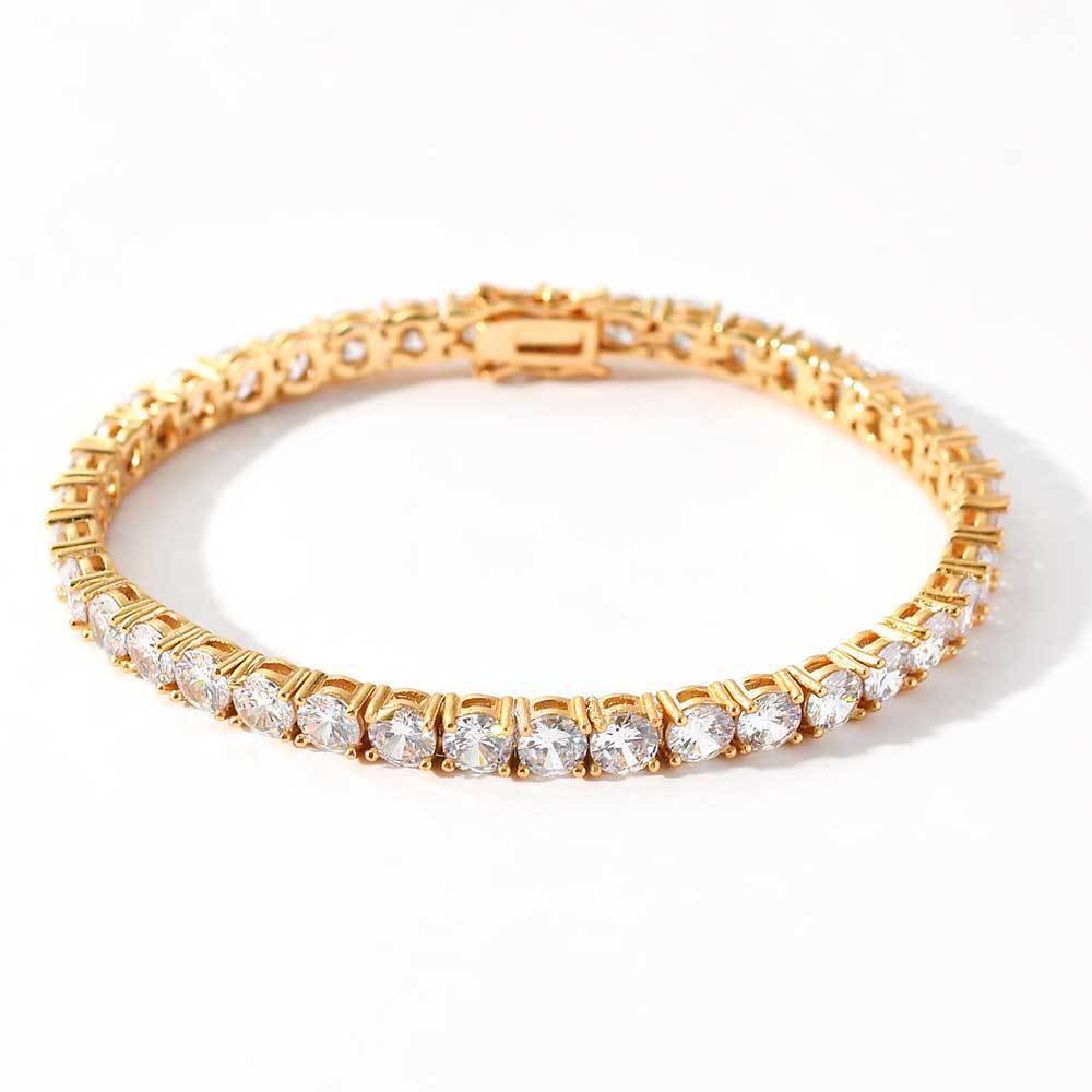Wholesale Trendy Tennis Chain Zirconia Bracelet Hip Hop Copper Plated Men's Bracelet Jewelry Fashion Accessories